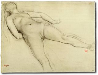 Degas, Femme nue couchée sur le dos - Dessin