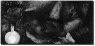 Degas, Femme nue sur un canapé - Encre noire
