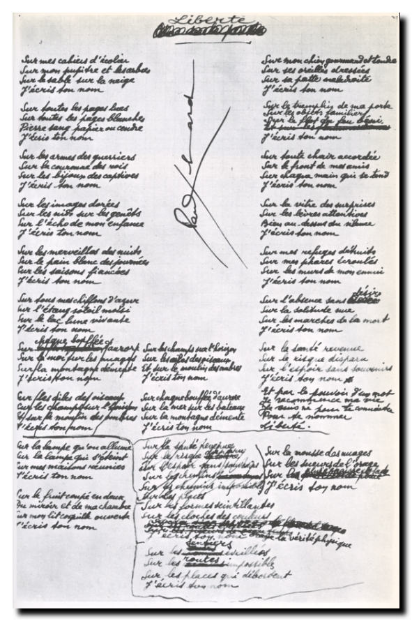 Eluard_liberte manuscrit